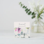 Zacht Roze Paarse Bloemen Script Oorbel Stud Holde Vierkante Visitekaartje (Staand voorkant)
