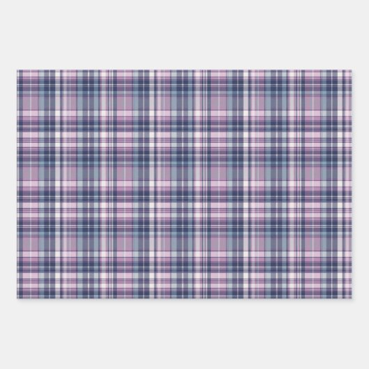 Zacht roze, Paarse en blauwe plaid Inpakpapier Vel (Voorkant 3)