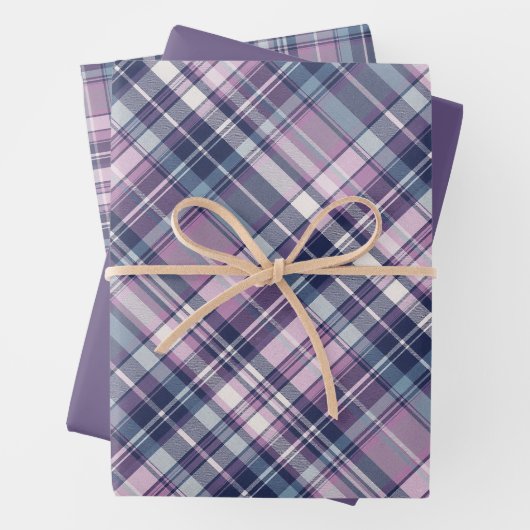 Zacht roze, Paarse en blauwe plaid Inpakpapier Vel (In situ)