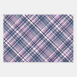 Zacht roze, Paarse en blauwe plaid Inpakpapier Vel