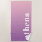 Zacht roze paarse gradiëntnaam strandlaken (Voorkant)