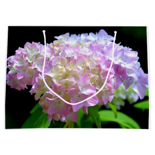 Zacht roze paarse hydrangeenbloemen large cadeautasje (Voorkant)