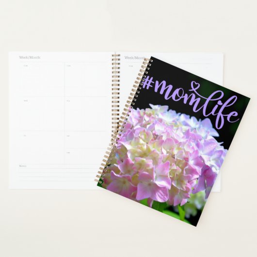 Zacht roze paarse hydrangeenbloemen planner (Display)