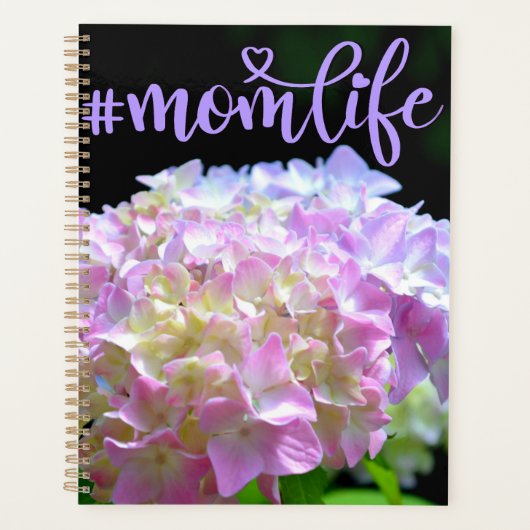 Zacht roze paarse hydrangeenbloemen planner (Voorkant)