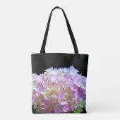Zacht roze paarse hydrangeenbloemen tote bag (Achterkant)