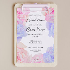 Zacht Roze Paarse Rozen Bruidsdouche Uitnodiging