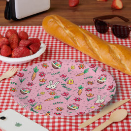 Zacht roze paaspapier Borden Papieren Bordje