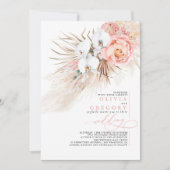 Zacht roze pampas grass Tropical Wedding Kaart (Voorkant)