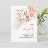 Zacht roze pampas grass Tropical Wedding Kaart (Staand voorkant)