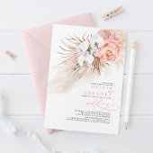 Zacht roze pampas grass Tropical Wedding Kaart