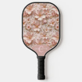 Zacht Roze Pastel Bloemen Aangepaste Monogram Naam Pickleball Paddle (Voorkant)