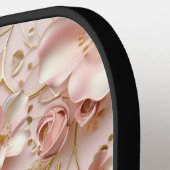 Zacht Roze Pastel Bloemen Aangepaste Monogram Naam Pickleball Paddle (Links Detail)