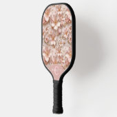 Zacht Roze Pastel Bloemen Aangepaste Monogram Naam Pickleball Paddle (Links)
