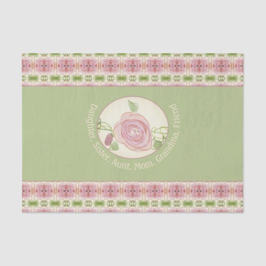 Zacht Roze Pastel Patterned Tissuepapier (Voorkant)