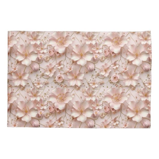 Zacht roze pastelbloem kussensloop (Achterkant)