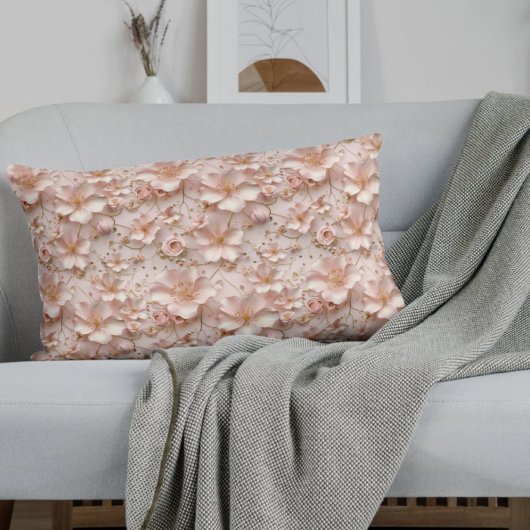 Zacht roze pastelbloem kussensloop