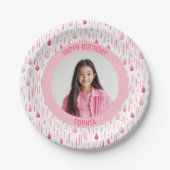 Zacht Roze Patroon Foto Papieren Bordje (Voorkant)