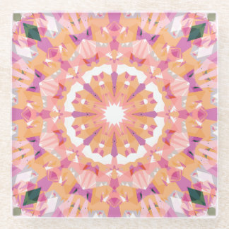 Zacht Roze Perzik Paarse Groene Sterren Eclectisch Glazen Onderzetter