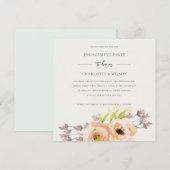 ZACHT ROZE PERZIK WITTE BLUSH FLORALE VERLOVING KAART (Voorkant / Achterkant)