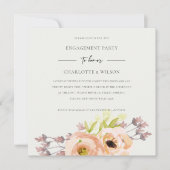 ZACHT ROZE PERZIK WITTE BLUSH FLORALE VERLOVING KAART (Voorkant)