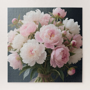 Zacht Roze Pioen Boeket Romantische Bloemen Legpuzzel