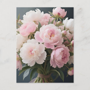Zacht Roze Pioenboeket Romantische Bloemen Briefkaart