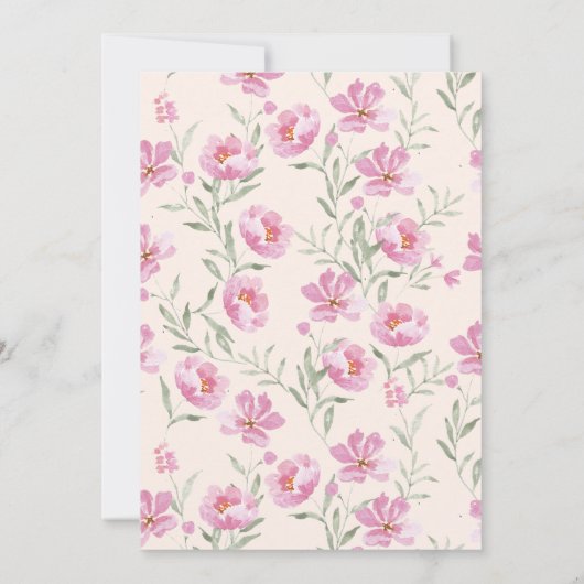 Zacht roze pioenen Elegant Floral Baby shower Kaart (Achterkant)