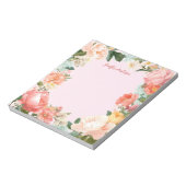 Zacht roze pioenen moderne bloem notitieblok (Linkerzijde)
