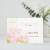 Zacht roze pony Floral Wedding RSVP (Staand voorkant)