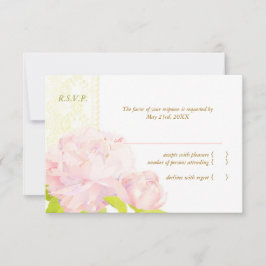 Zacht roze pony Floral Wedding RSVP Kaartje