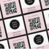 Zacht Roze QR Code Logo Vierkant Visitekaartje