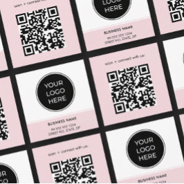 Zacht Roze QR Code Logo Vierkant Visitekaartje