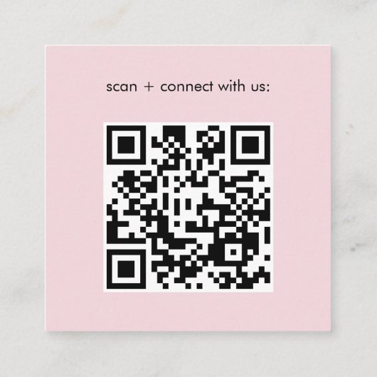 Zacht Roze QR Code Logo Vierkant Visitekaartje (Achterkant)