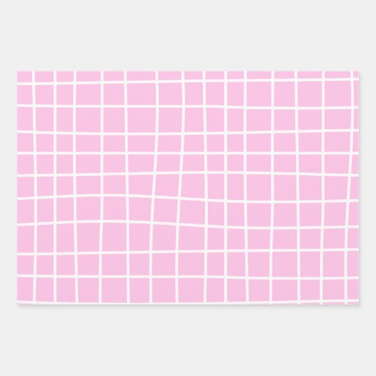 Zacht roze raster Abstract patroon Inpakpapier Vel (Voorkant 3)