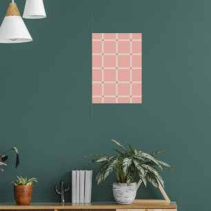 Zacht Roze Rasterpatroon met Koraalaccent Poster