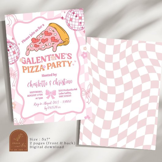 Zacht Roze Retro Galentine's Meisjes Uitnodiging