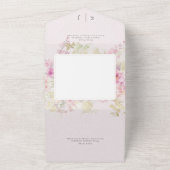 Zacht Roze Romantisch Hart  Bloemen QR Code All In One Uitnodiging (Buitenkant)