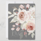 Zacht roze Romantisch Roos op grijs huwelijk Kaart (Achterkant)
