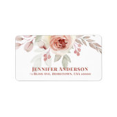 Zacht roze Romantisch Roos op het witte huwelijk Etiket (Voorkant)
