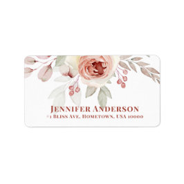 Zacht roze Romantisch Roos op het witte huwelijk Etiket