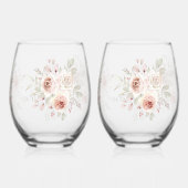 Zacht roze Romantisch Roos op het witte huwelijk Wijnglas Zonder Voet (Achterkant)