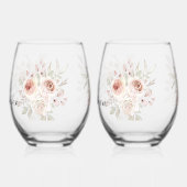 Zacht roze Romantisch Roos op het witte huwelijk Wijnglas Zonder Voet (Links)