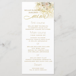 Zacht roze romantische florale goudkalligrafie menu