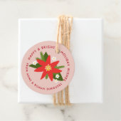 Zacht roze rood Poinsettia kerstfeestdag cadeau Bedankjes Labels (In situ)