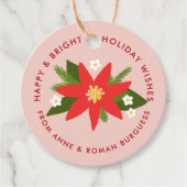 Zacht roze rood Poinsettia kerstfeestdag cadeau Bedankjes Labels (Voorkant)
