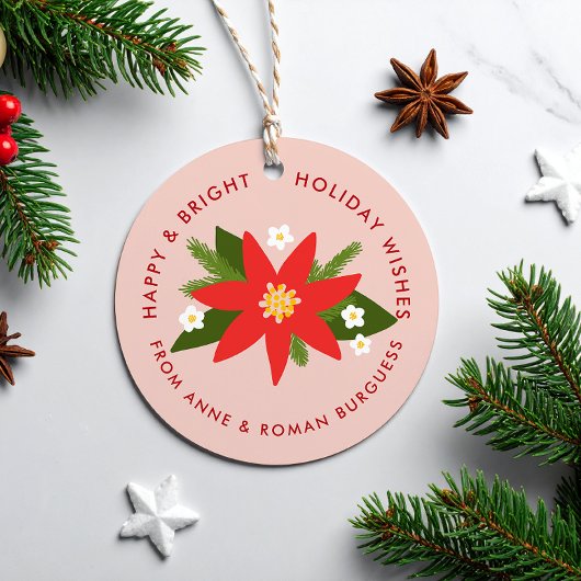 Zacht roze rood Poinsettia kerstfeestdag cadeau Bedankjes Labels