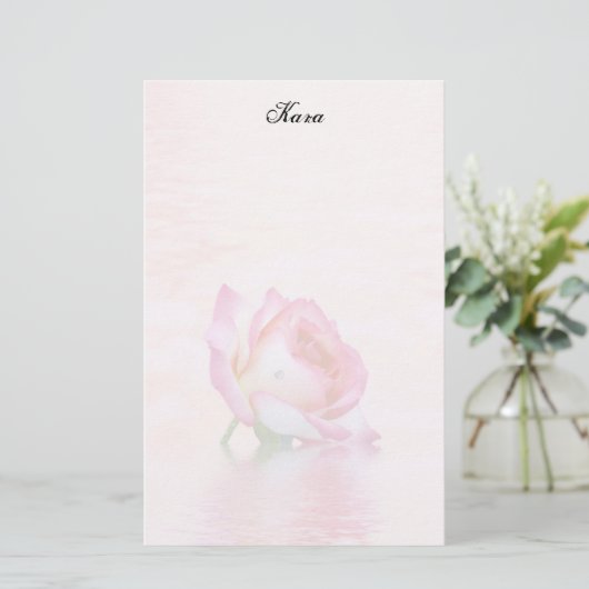 Zacht Roze Rose Stationery Briefpapier (Staand voorkant)