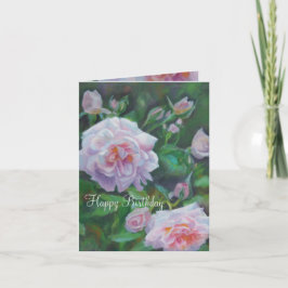 Zacht roze Rose Verjaardag Kaart