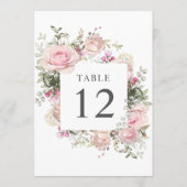 Zacht roze roze botanische 5x7 tabelnummers Kaarte Kaart (Achterkant)