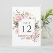 Zacht roze roze botanische 5x7 tabelnummers Kaarte Kaart (Staand voorkant)